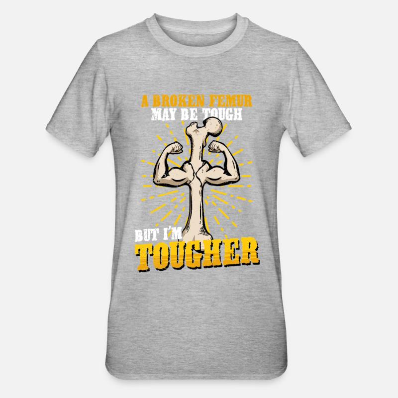 Fracture de la jambe Cuisse cassée - T-shirt polycoton Unisexe - gris chiné