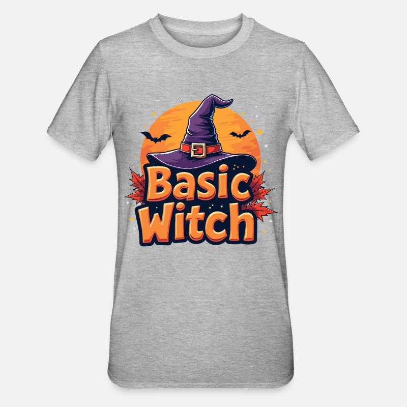 Basic Witch Halloween-Spruch - Unisex Polycotton T-Shirt - Grau meliert