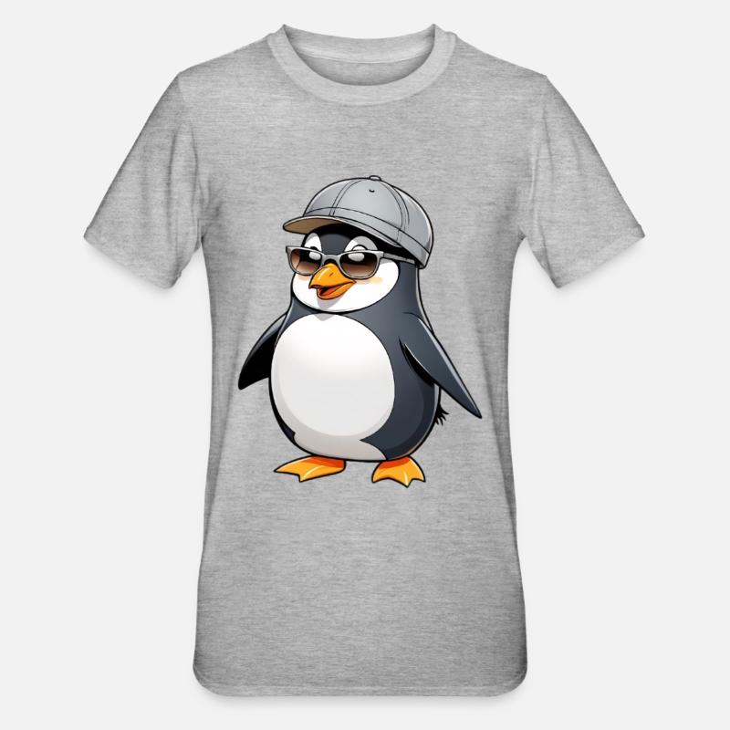 Cool Pingu mit Style - Unisex Polycotton T-Shirt - Grau meliert