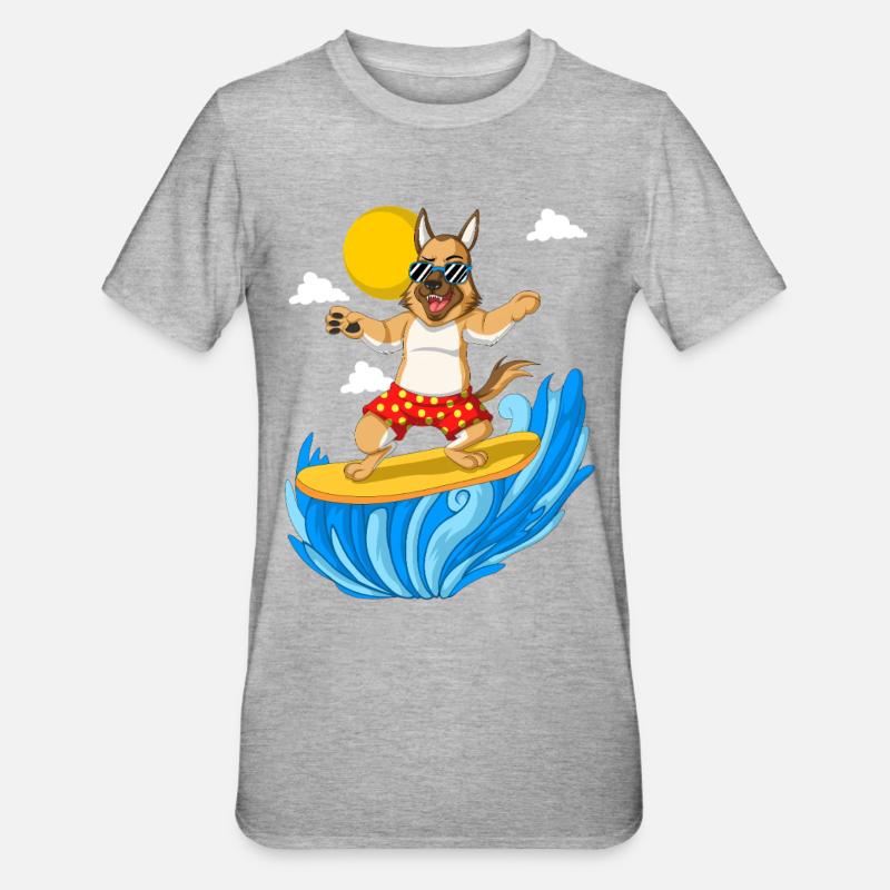 Surf berger allemand - T-shirt polycoton Unisexe - gris chiné