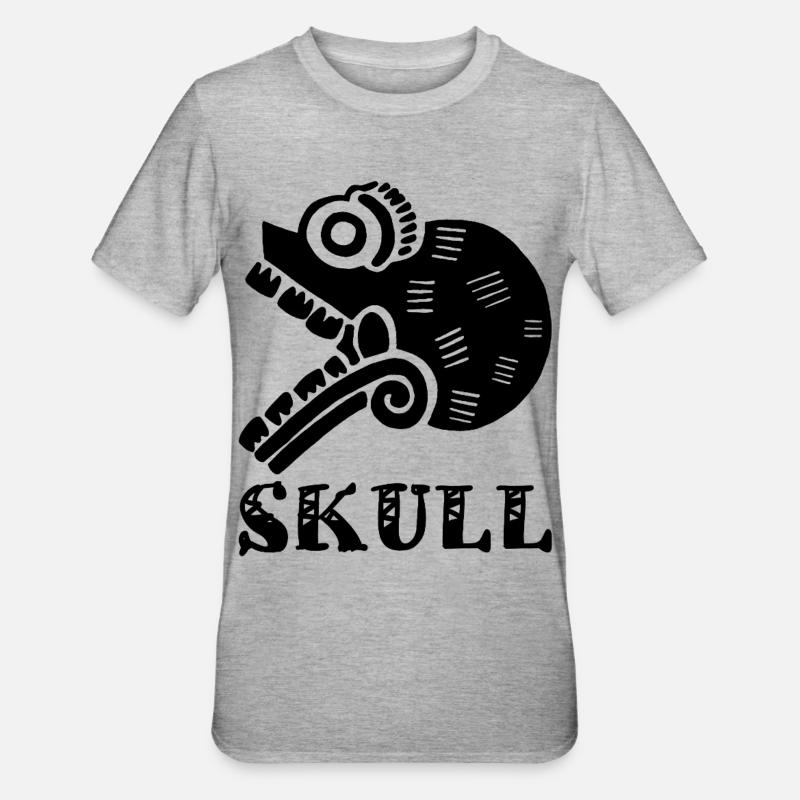 Schwarzer Stammesschädel - Unisex Polycotton T-Shirt - Grau meliert