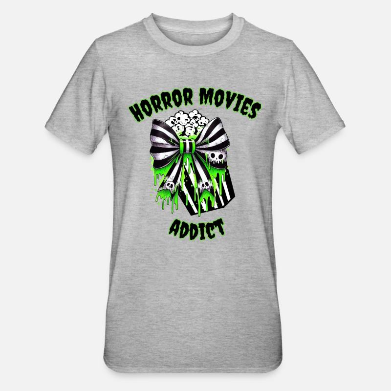 Films d’horreur Addict Gift Design - T-shirt polycoton Unisexe - gris chiné