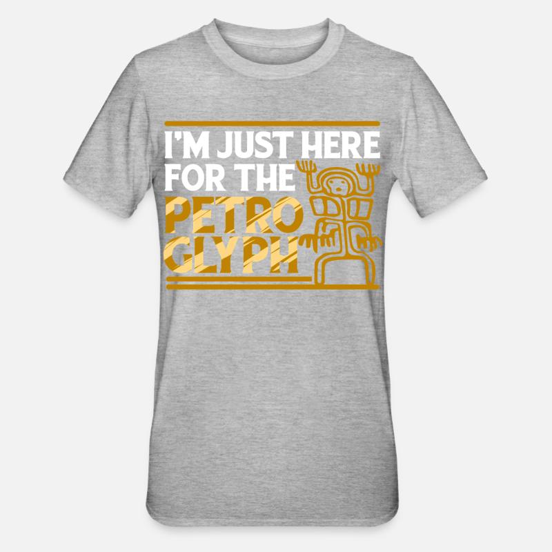 Petroglyphe Petroglyphen Piktogramme - Unisex Polycotton T-Shirt - Grau meliert
