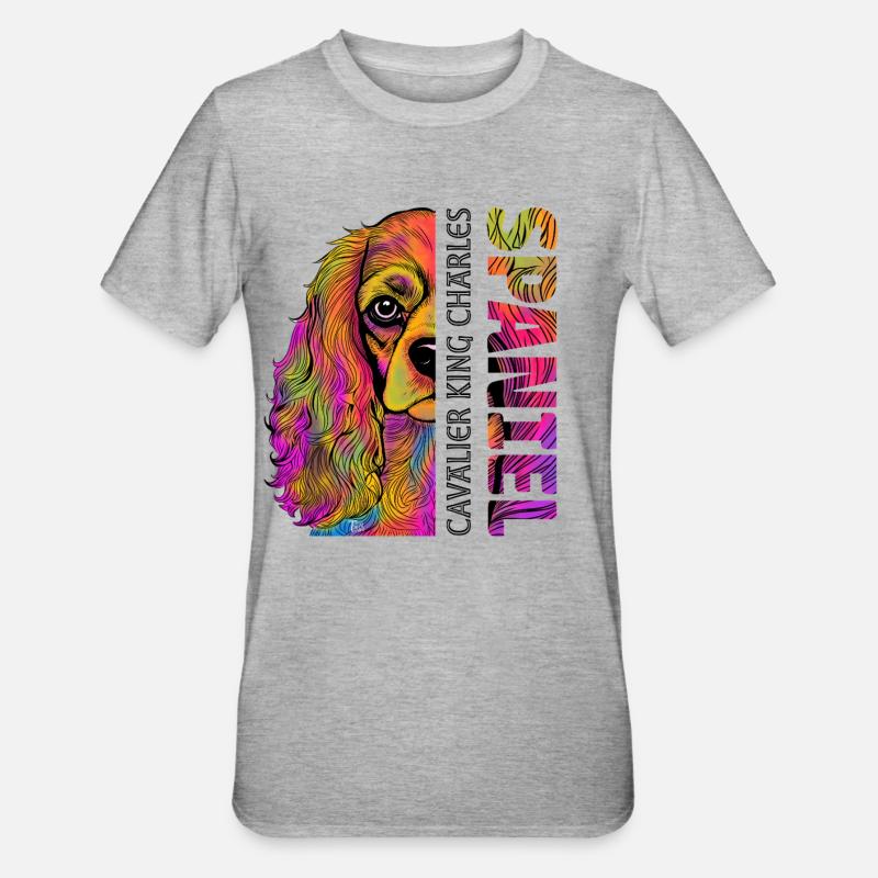 Cavalier King Charles Spaniel - T-shirt polycoton Unisexe - gris chiné