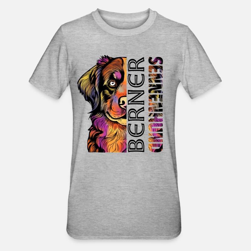 Farbenfroher Berner Sennenhund - Unisex Polycotton T-Shirt - Grau meliert