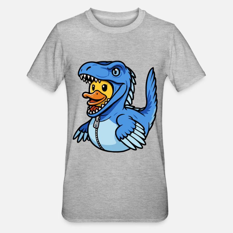Dschungel-Dinosaurier mit Velociraptor - Unisex Polycotton T-Shirt - Grau meliert