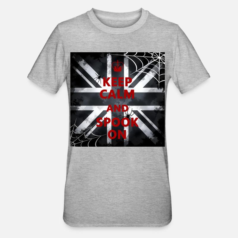 Keep Calm Spook Rouge - T-shirt polycoton Unisexe - gris chiné