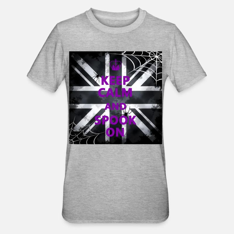 Keep Calm Spook Violet - T-shirt polycoton Unisexe - gris chiné