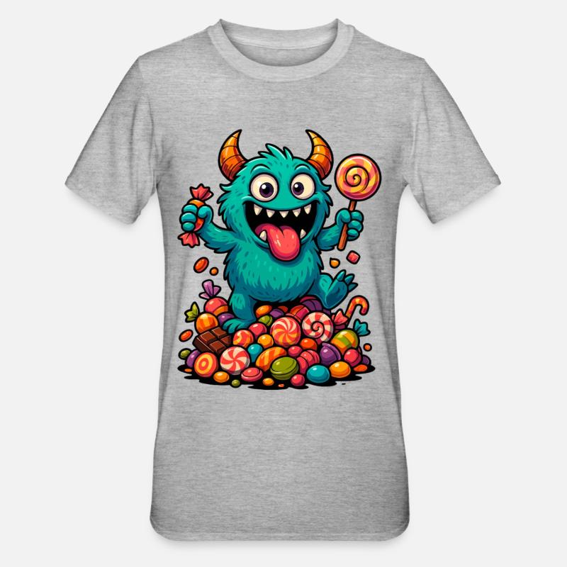 Playful troll artwork with sweets - Unisex Polycotton T-Shirt - heather grey