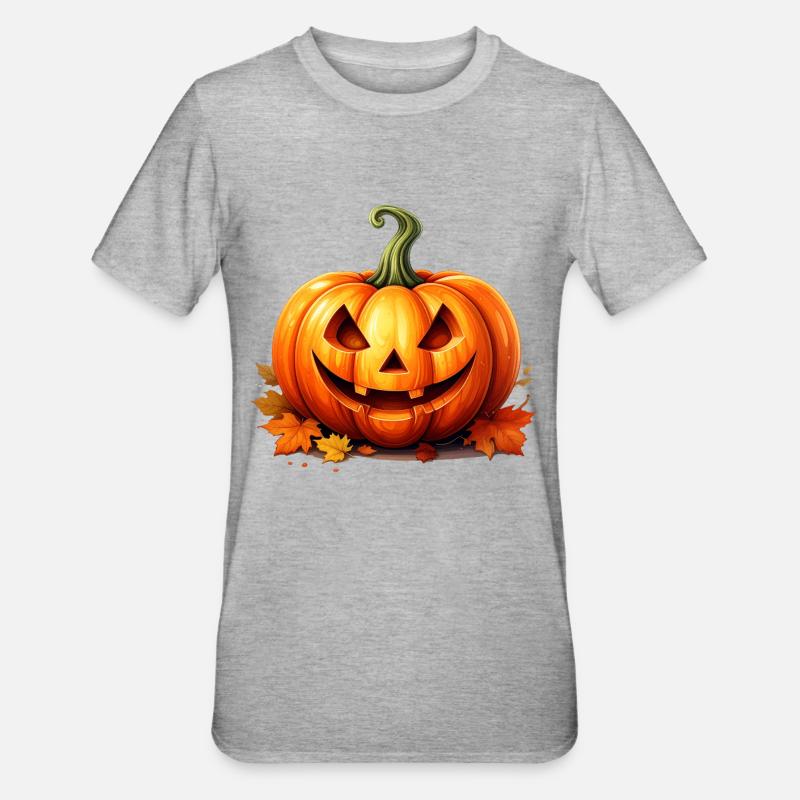 Joyeux Halloween lanterne citrouille - T-shirt polycoton Unisexe - gris chiné