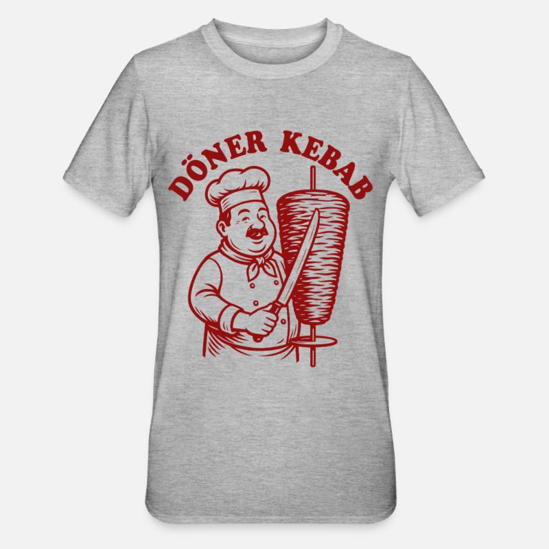 Döner Kebab - Restauration rapide - Spruch - T-shirt polycoton Unisexe - gris chiné