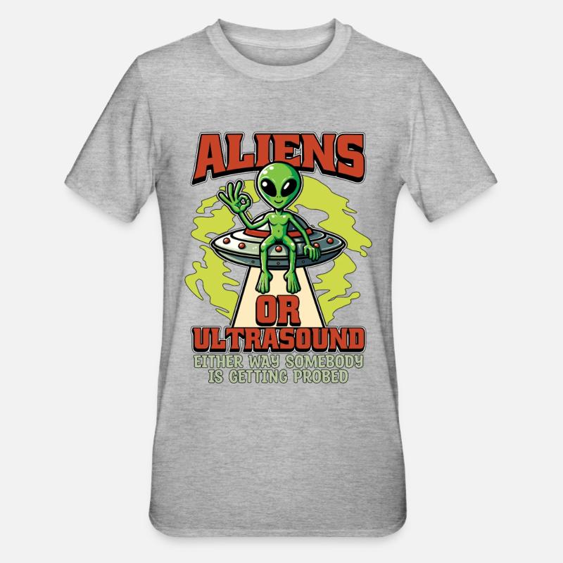 Échographiste extraterrestre ou échographie - T-shirt polycoton Unisexe - gris chiné