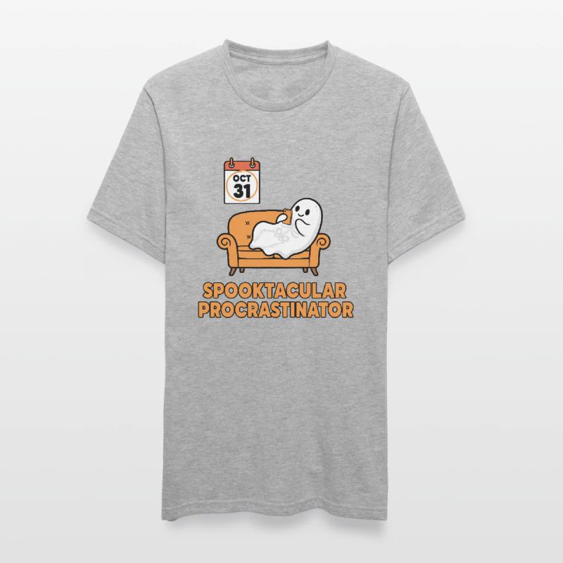 Spooky Ghost Procrastinator Design Unisex Polycotton T-Shirt