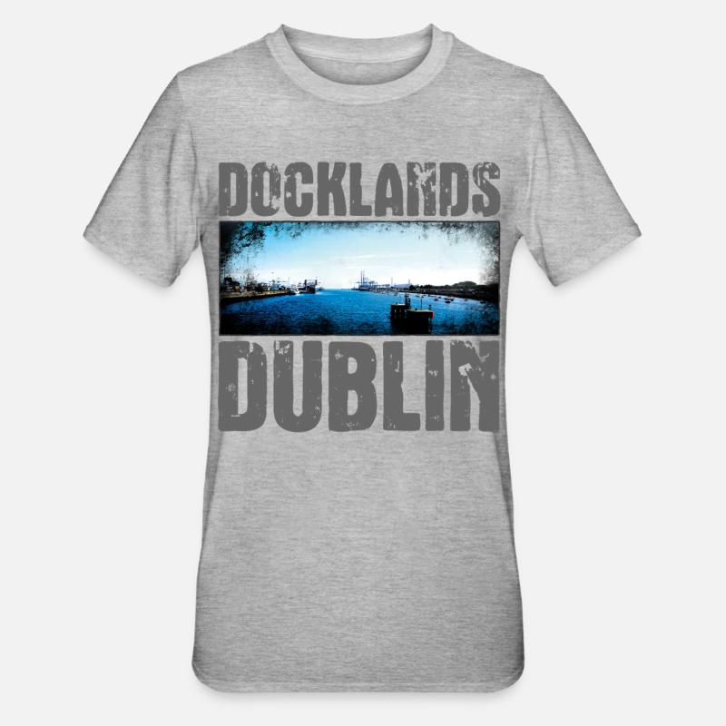 Docklands Dublin Wasseransicht - Unisex Polycotton T-Shirt - Grau meliert