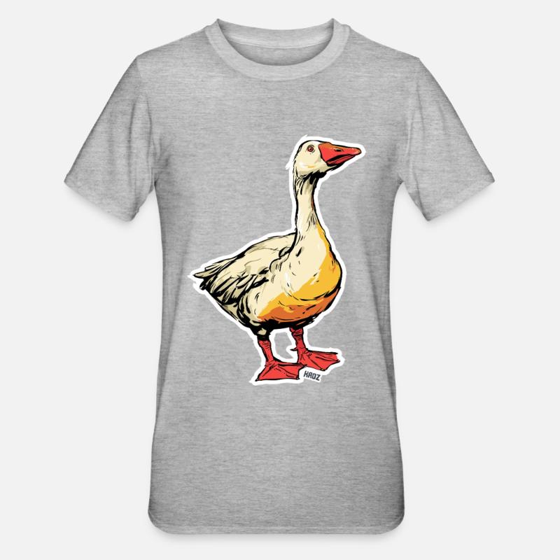 Bande dessinée Oie avec bec - T-shirt polycoton Unisexe - gris chiné