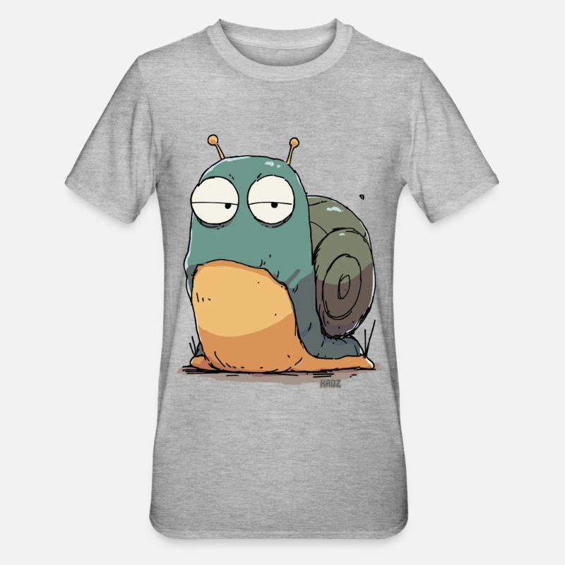 Dessin animé d’escargot endormi - T-shirt polycoton Unisexe - gris chiné