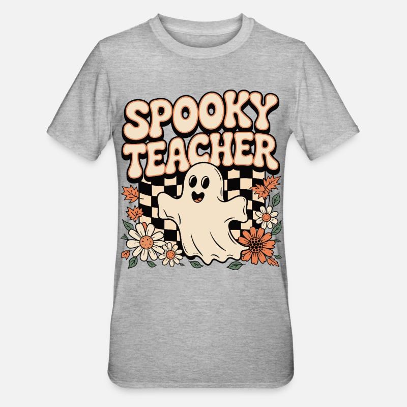 Enseignant effrayant Design d’Halloween - T-shirt polycoton Unisexe - gris chiné