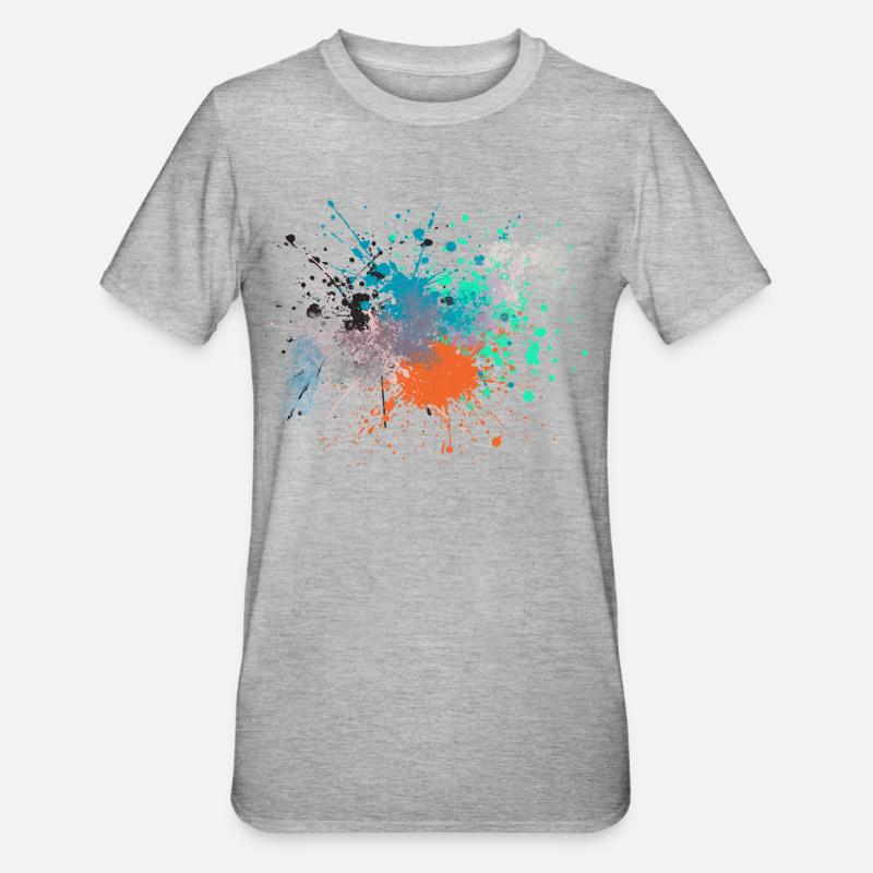 Farbexplosion Kunstinspiriert Design - Unisex Polycotton T-Shirt - Grau meliert