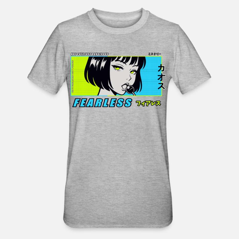 Fille d’anime avec sucette - T-shirt polycoton Unisexe - gris chiné
