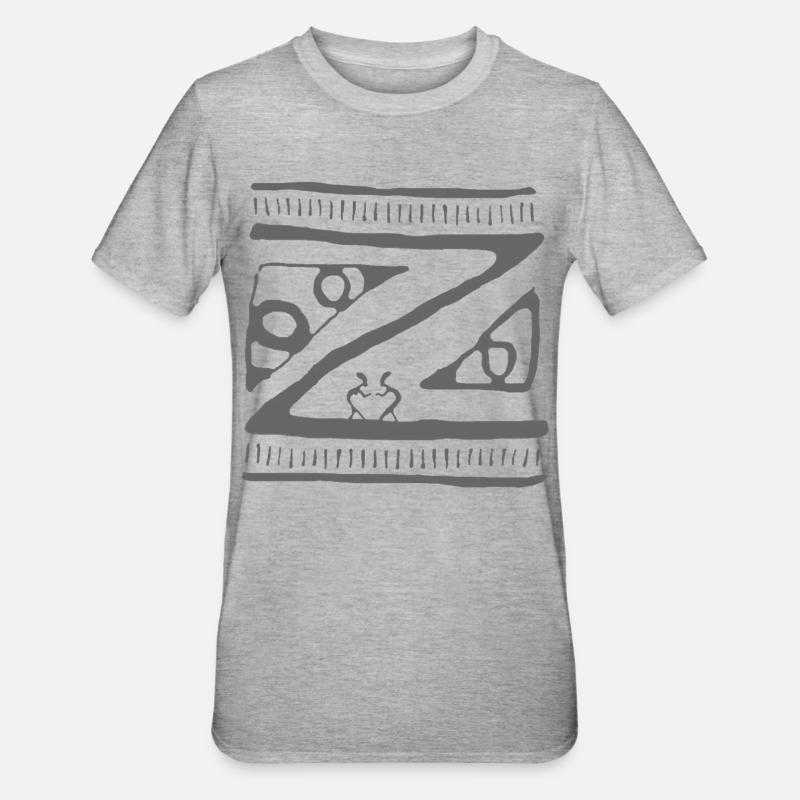 Abstract Geometric Maori Art Pattern - Unisex Polycotton T-Shirt - heather grey