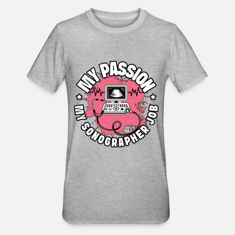 Échographiste Ma passion Mon échographie - T-shirt polycoton Unisexe - gris chiné