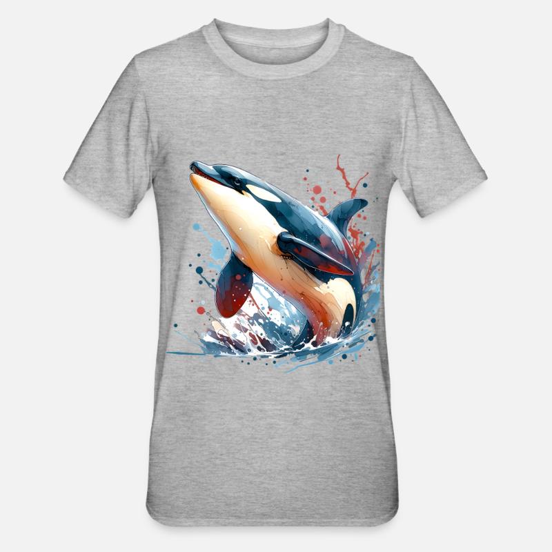 Orca Killer Whale - Unisex Polycotton T-Shirt - heather grey