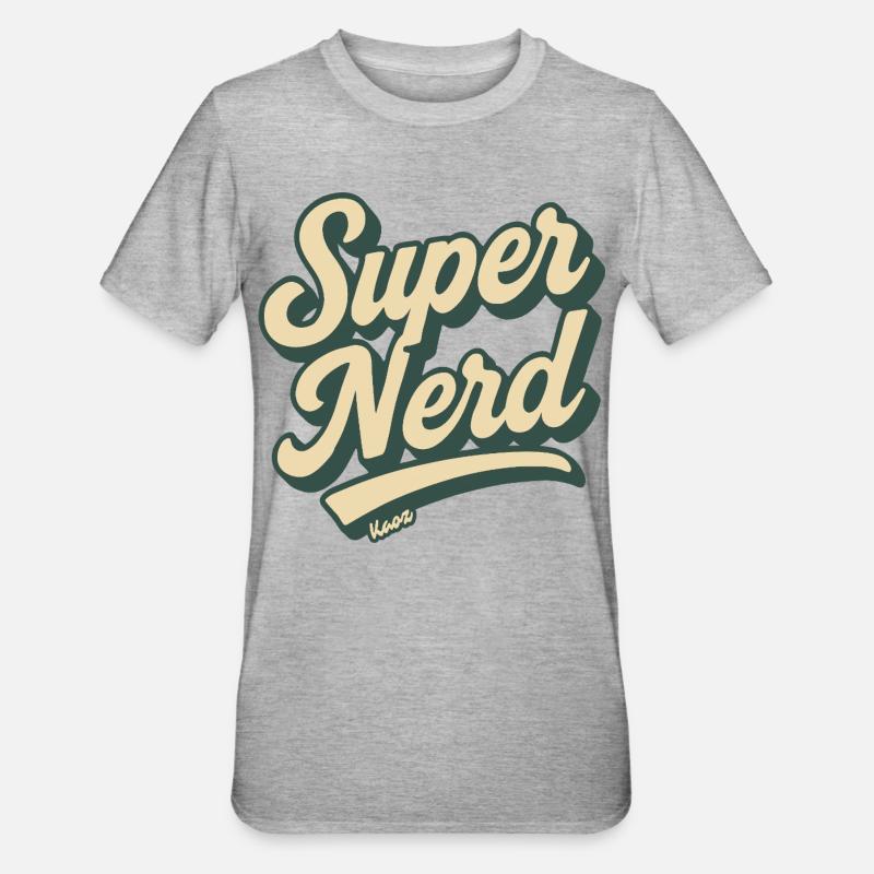 Super Nerd Retro Script - T-shirt polycoton Unisexe - gris chiné
