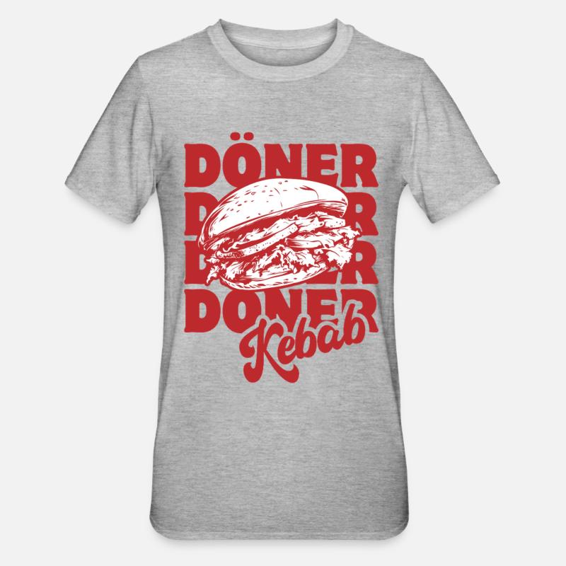Döner Kebab - Restauration rapide - Spruch - T-shirt polycoton Unisexe - gris chiné