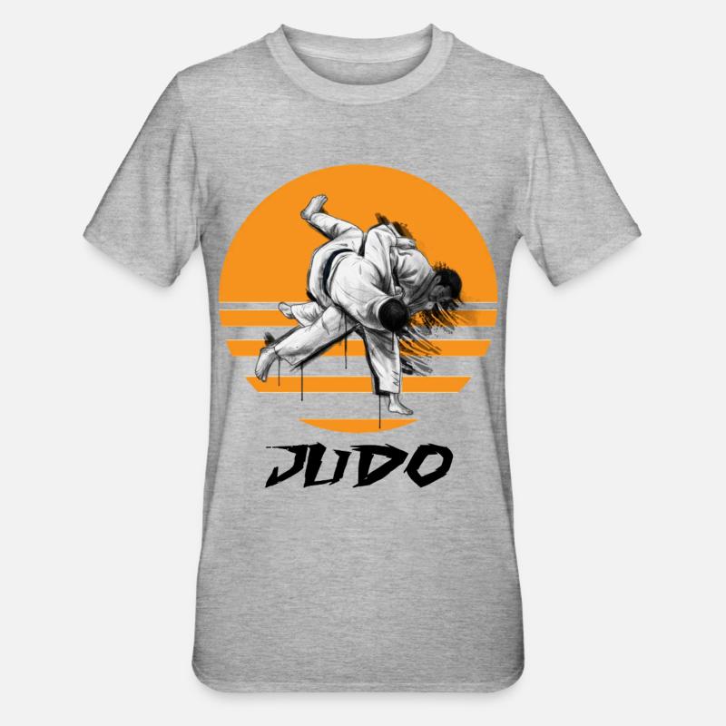 Judo-Kampfkunst Motiv mit Dynamik - Unisex Polycotton T-Shirt - Grau meliert