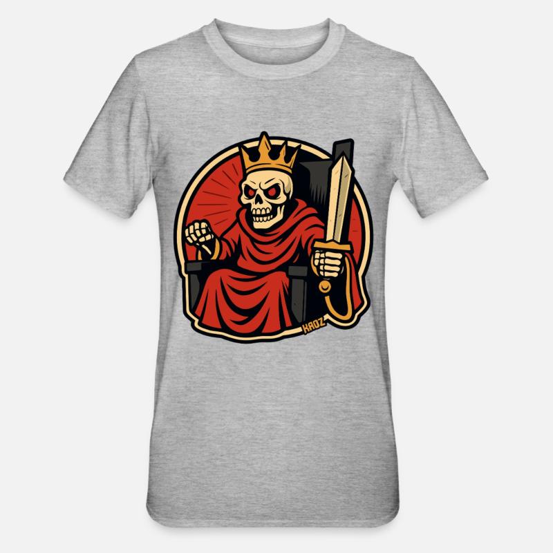 Roi squelette avec épée - T-shirt polycoton Unisexe - gris chiné