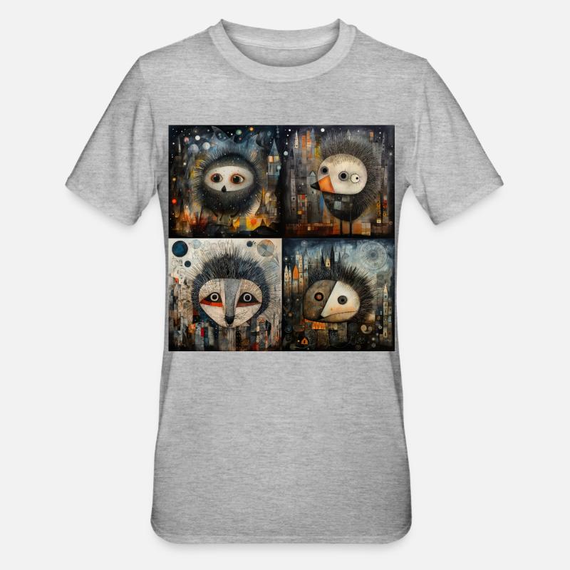 4 hedgehogs - Unisex Polycotton T-Shirt - heather grey