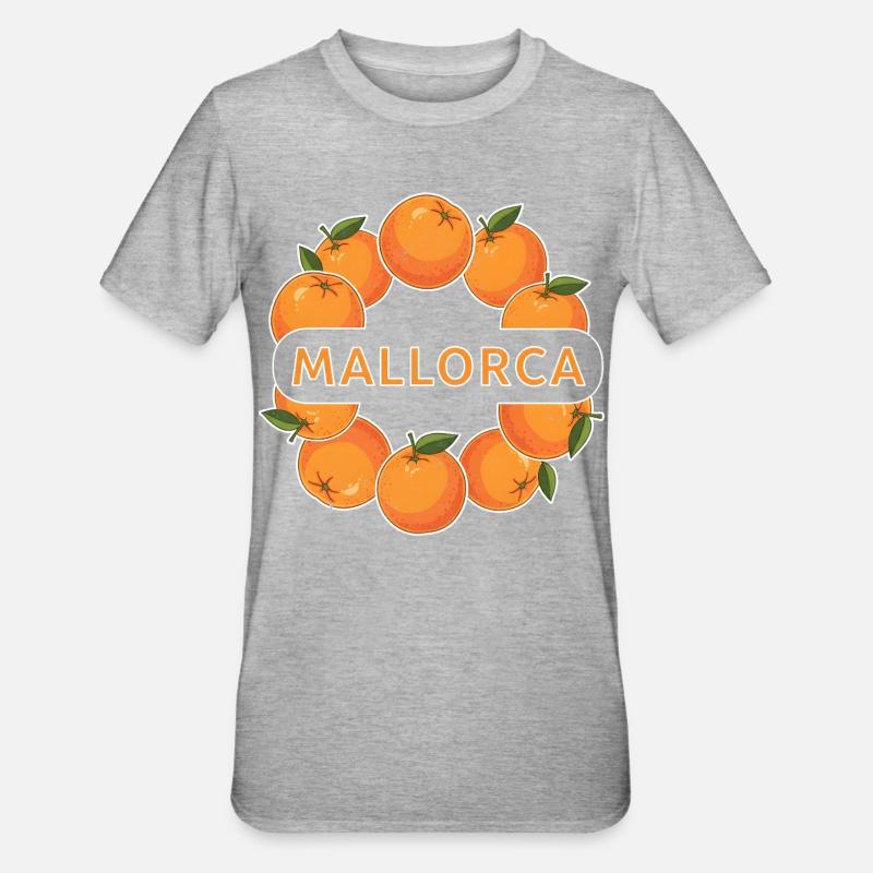 Mallorca Orange Circle - Unisex Polycotton T-Shirt - heather grey