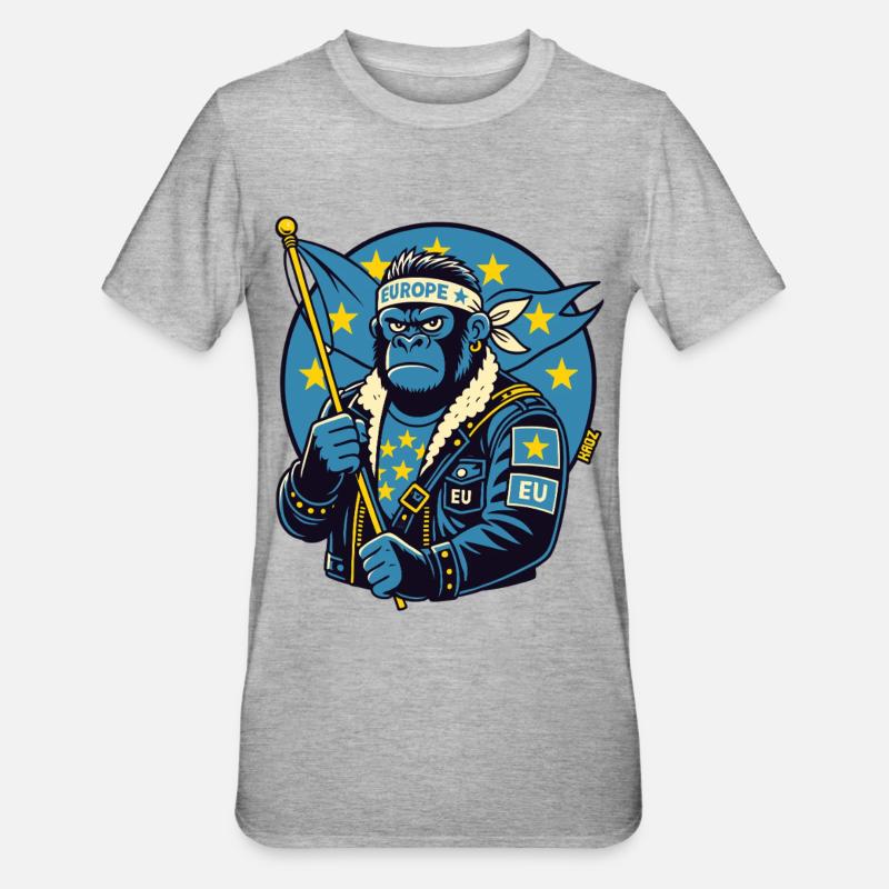 EU Gorilla Biker Stil - Unisex Polycotton T-Shirt - Grau meliert