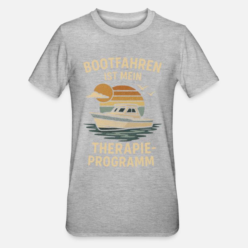 Boating is my therapy program - Unisex Polycotton T-Shirt - heather grey