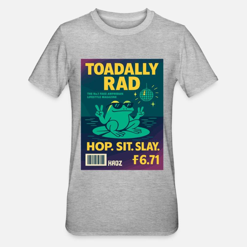 Toadally Rad Disco Frog Magazine - Unisex Polycotton T-Shirt - heather grey