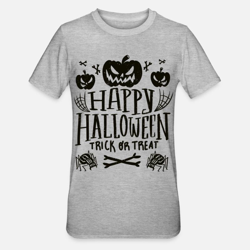 Fröhliches Halloween-Süßes oder Saures - Unisex Polycotton T-Shirt - Grau meliert