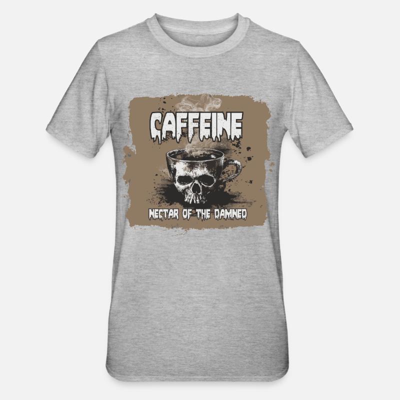 Le café, nectar des damnés - T-shirt polycoton Unisexe - gris chiné