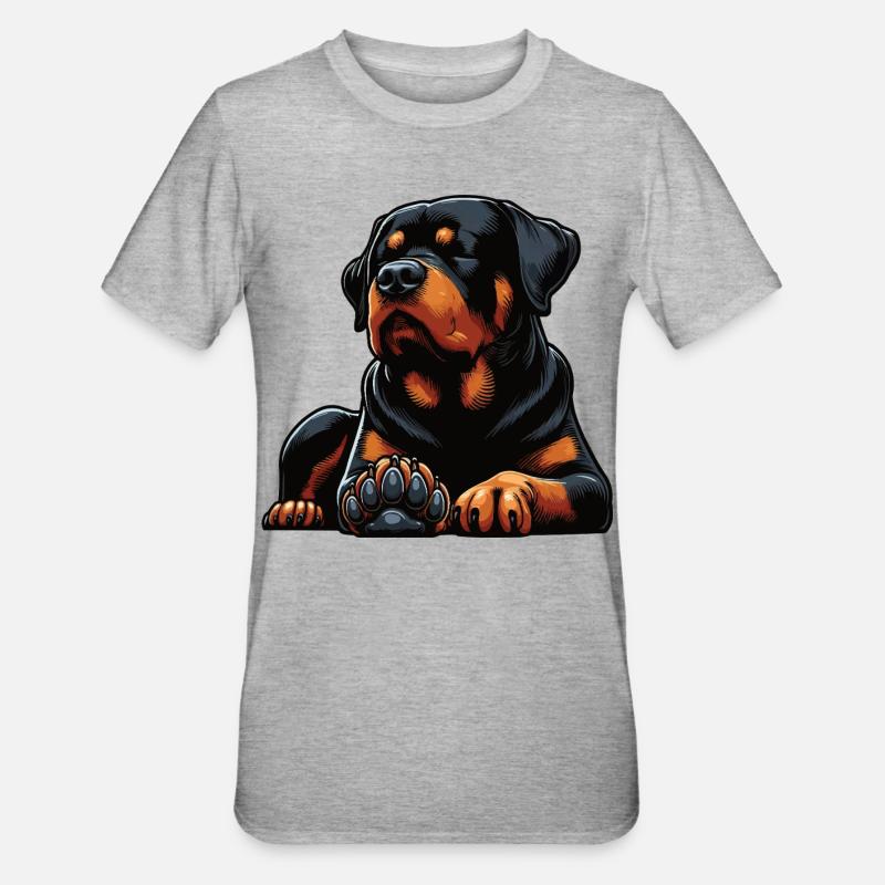 Rottweiler Propriétaire de Rottweiler Lovers - T-shirt polycoton Unisexe - gris chiné