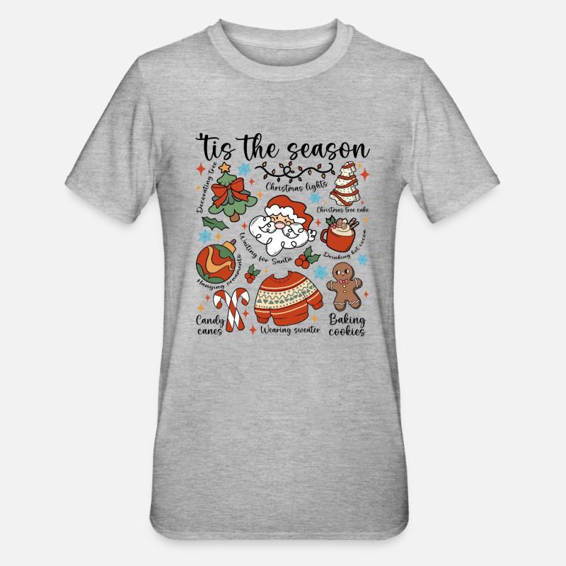 Gemütliche Weihnachts-Doodle-Parade - Unisex Polycotton T-Shirt - Grau meliert
