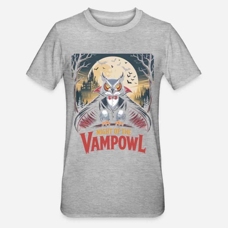 La nuit de la chouette vampire - T-shirt polycoton Unisexe - gris chiné
