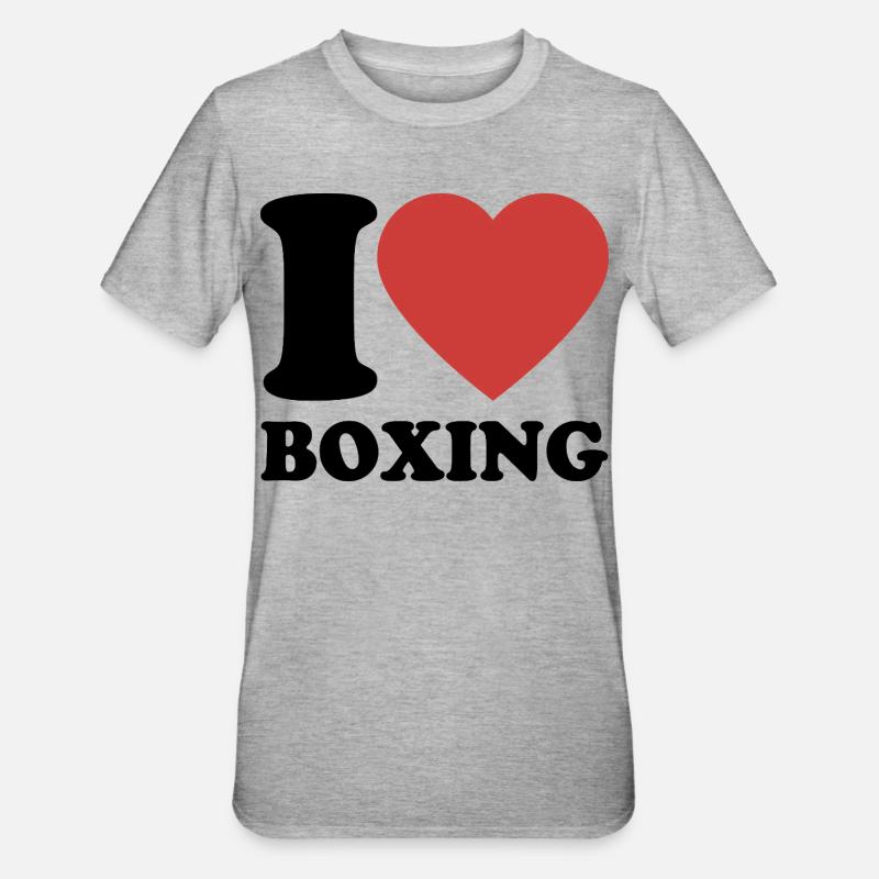 J’aime la boxe - Coeur - Boxe - T-shirt polycoton Unisexe - gris chiné