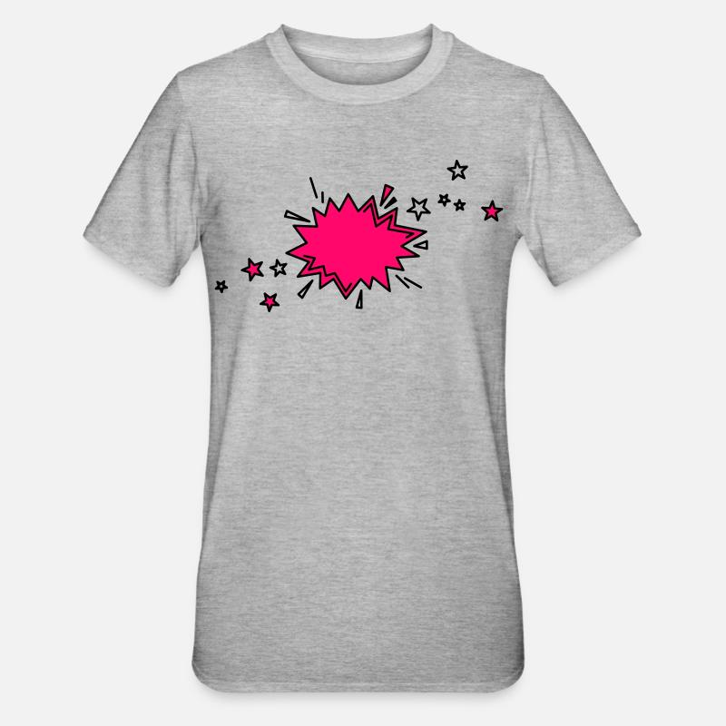 Comic Element in schwarz und pink - Unisex Polycotton T-Shirt - Grau meliert