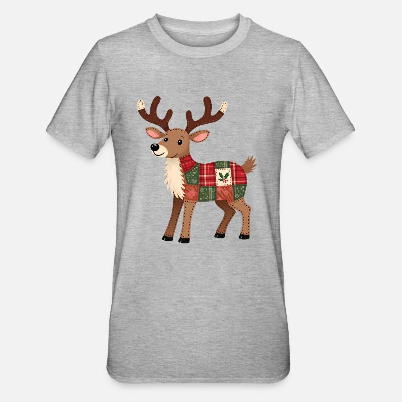 Patchwork Renne Noël - T-shirt polycoton Unisexe - gris chiné