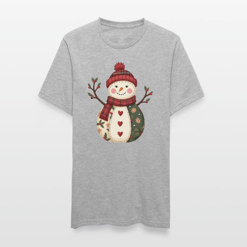 Snowman Christmas Magic Patchwork Unisex Polycotton T-Shirt