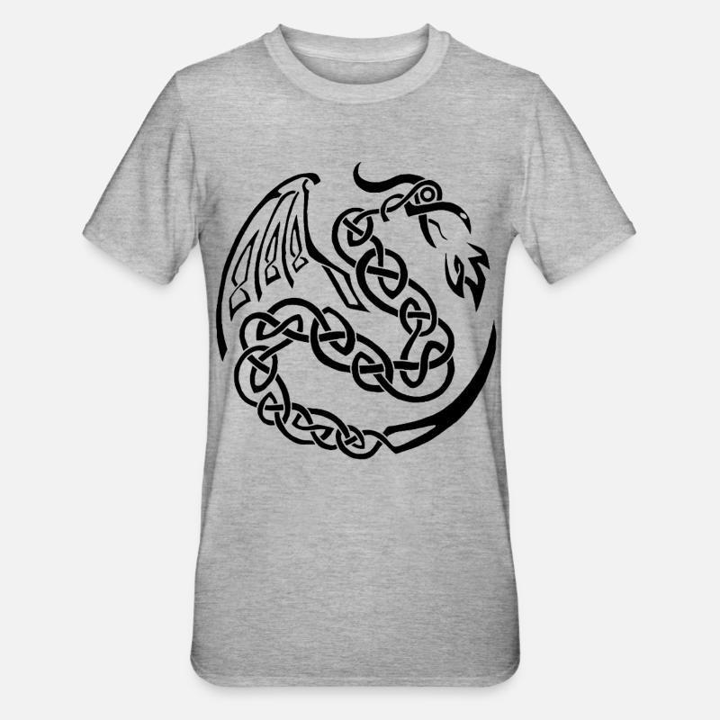 Musta kelttiläinen lohikäärme - Unisex polypuuvilla-t-paita - harmaasävyinen
