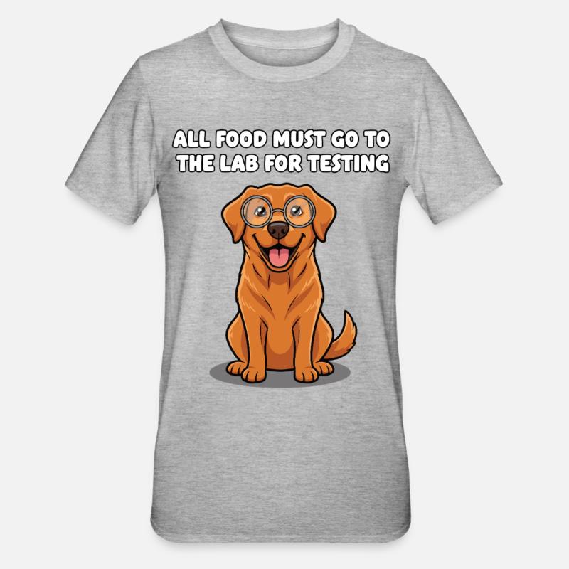 Laborhund mit Brille Spruch - Unisex Polycotton T-Shirt - Grau meliert