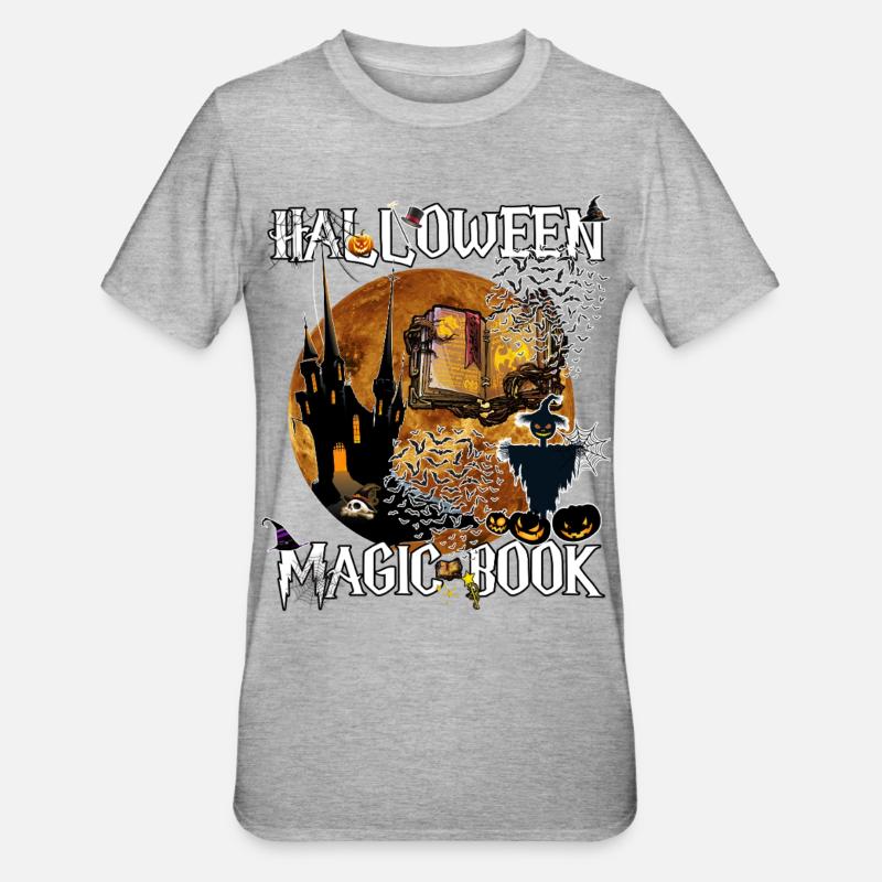 Halloween Magic Book Witch Spell Shirt - Unisex Polycotton T-Shirt - heather grey