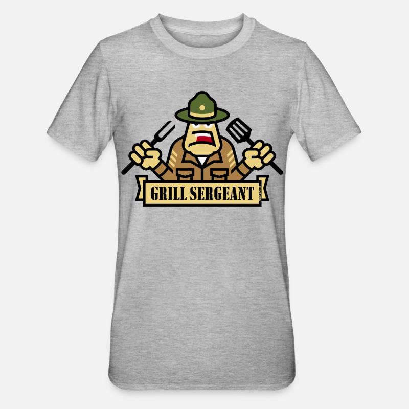 Grill Sergeant (Grillades / BBQ / Barbecue) - T-shirt polycoton Unisexe - gris chiné