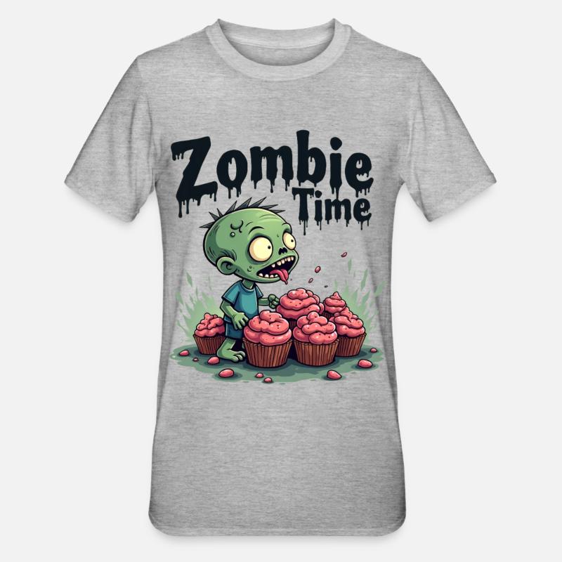 Zombie Time Cupcake Comic - Unisex Polycotton T-Shirt - heather grey