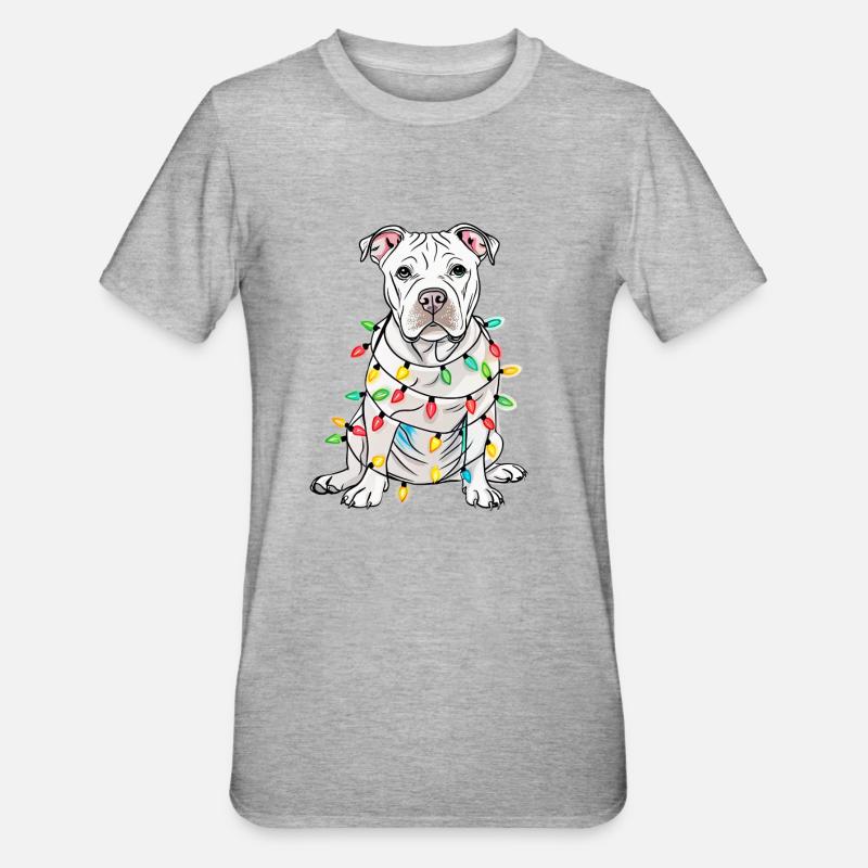 Lustiger Lichterhund mit Weihnachtskette Hund - Unisex Polycotton T-Shirt - Grau meliert